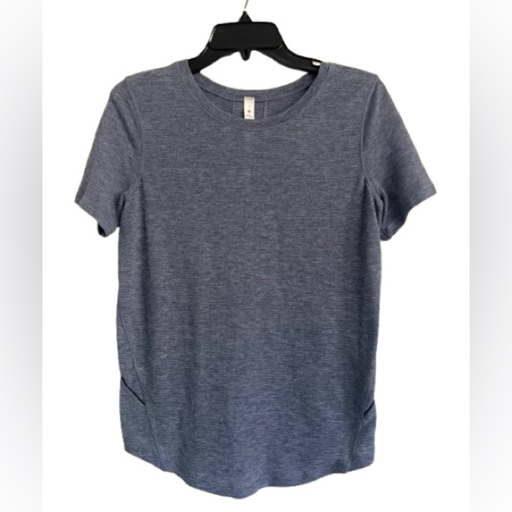 Lululemon Long Distance Short Sleeve Athletic Top in Heather Blue Size 4